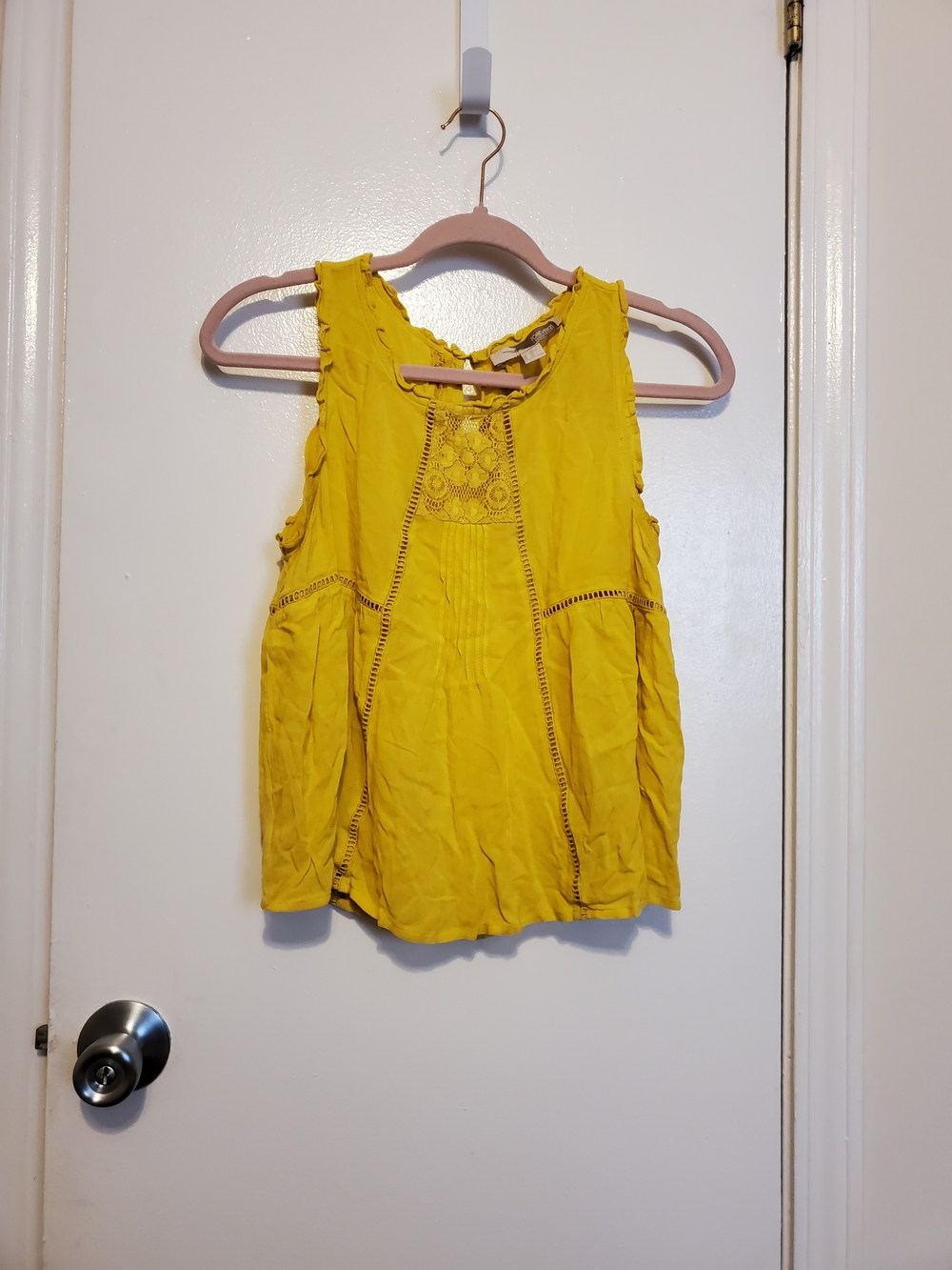 Forever 21 Yellow Crochet-Trim Sleeveless Camisole